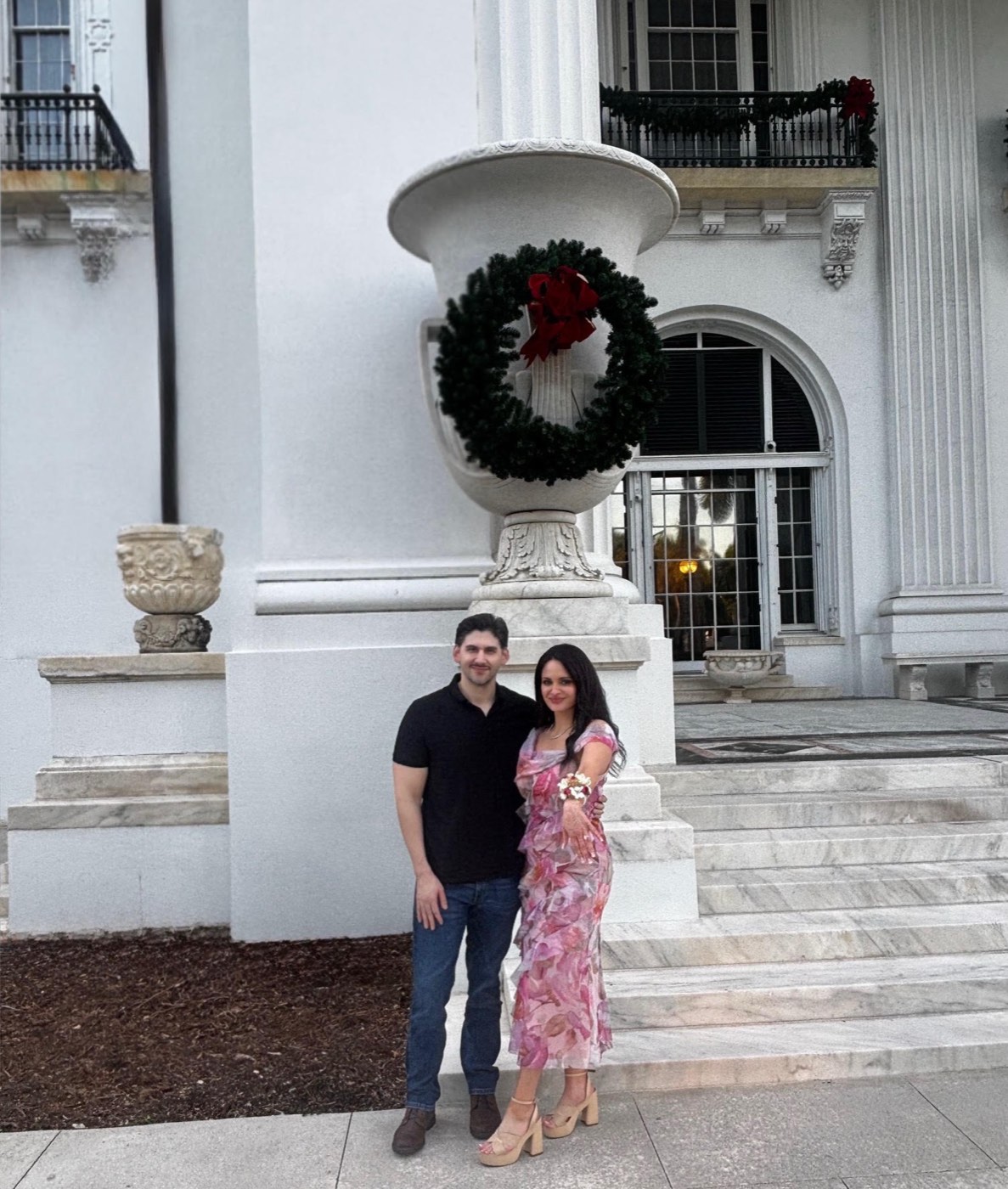 Iviani and Joey at the Flagler Museum on the day of their engagement